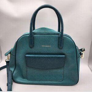 Rare Vera Bradley Bowled Over Bag, teal, leather purse turquoise satchel